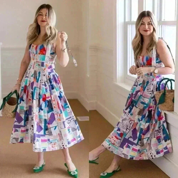 HUNTER Bell NWOT Braden Patchwork Dress Size 2 - Picture 4 of 14